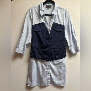 Vero Moda Jazz Hazel Cotton poplin shirt vest belted dress Sz S